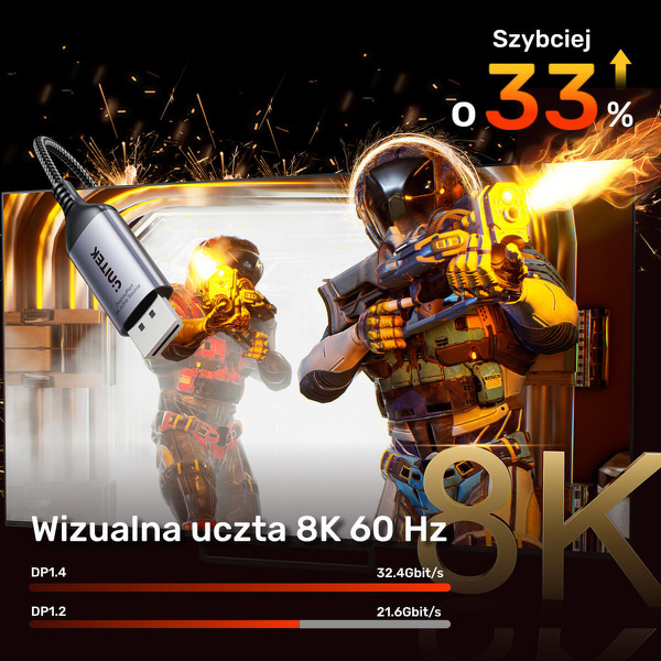 Zdjęcie produktu: Adapter z DisplayPort 1.4 na HDMI 2.1, 8K60Hz Unitek
