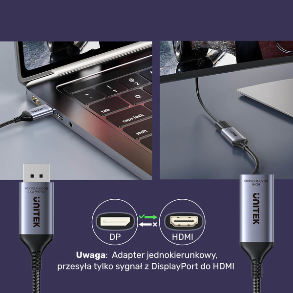 Zdjęcie produktu: Adapter z DisplayPort 1.4 na HDMI 2.1, 8K60Hz Unitek