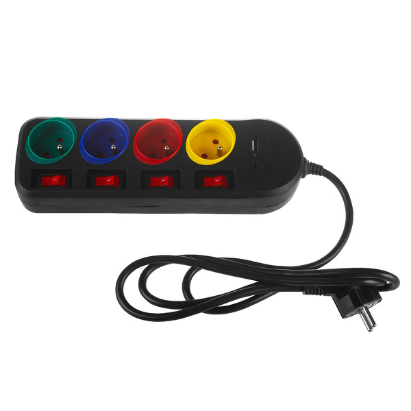 Zdjęcie produktu: Maclean przedłużacz 4 gniazda+USB A/C 1.5m czarna MCE508B Zdjęcie produktu: Maclean przedłużacz 4 gniazda+USB A/C 1.5m czarna MCE508B