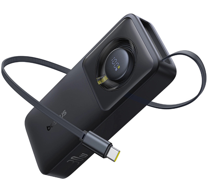 Zdjęcie produktu: Powerbank Baseus Free2Pull 10000mAh 30W z portem USB-C i rozwijanym kablem USB-C - czarny Zdjęcie produktu: Powerbank Baseus Free2Pull 10000mAh 30W z portem USB-C i rozwijanym kablem USB-C - czarny