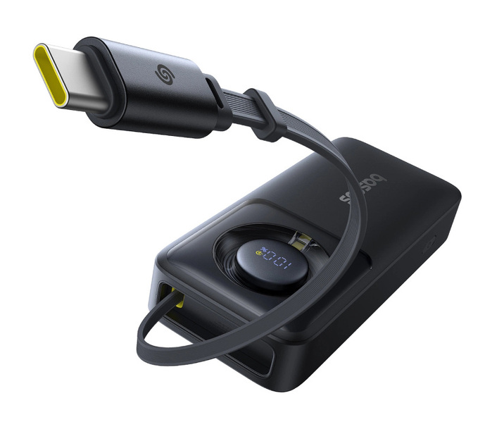 Zdjęcie produktu: Powerbank Baseus Free2Pull 10000mAh 30W z portem USB-C i rozwijanym kablem USB-C - czarny Zdjęcie produktu: Powerbank Baseus Free2Pull 10000mAh 30W z portem USB-C i rozwijanym kablem USB-C - czarny