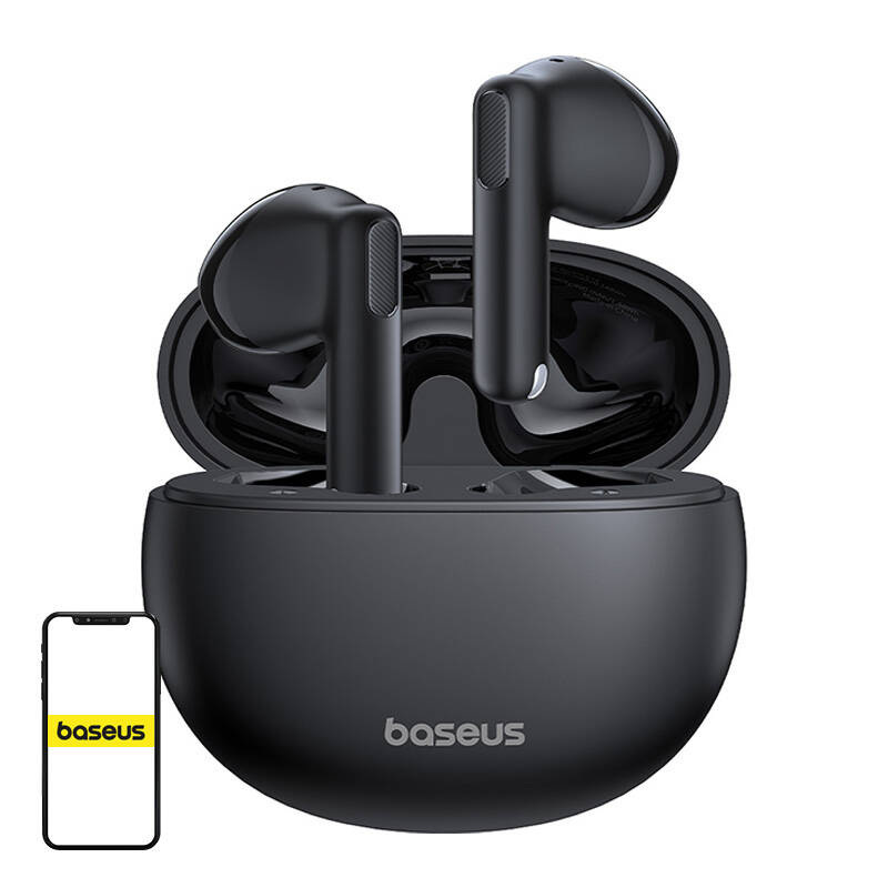 Słuchawki bezprzewodowe TWS Baseus Bowie E12, ładowanie indukcyjne, Bluetooth 5.3 - czarne (A00059801126-Z1)