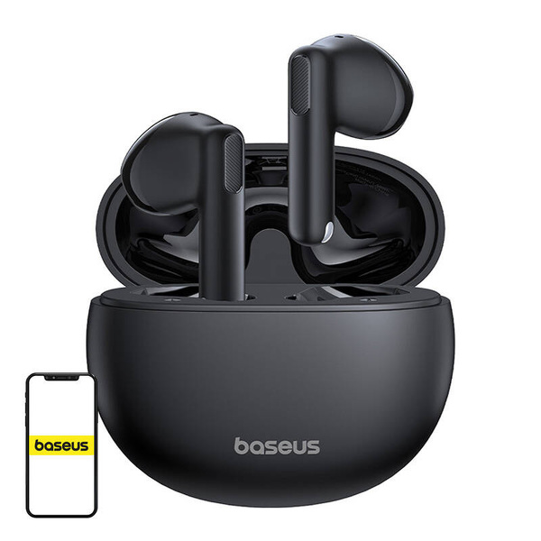 Zdjęcie produktu: Słuchawki bezprzewodowe TWS Baseus Bowie E12, ładowanie indukcyjne, Bluetooth 5.3 - czarne (A00059801126-Z1)
