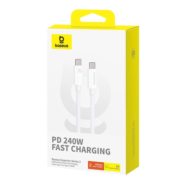 Zdjęcie produktu: Kabel przewód Baseus CB000066 USB4 - USB-C 240W PD 8K 60Hz 1m - biały