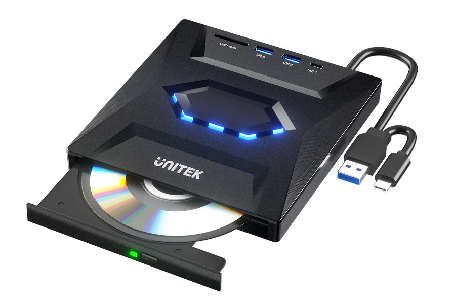 Zdjęcie produktu: Nagrywarka zewnętrzna Unitek DVD/CD, Hub USB 5Gbps, czytnik kart SD