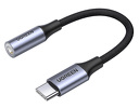 Adapter Audio Ugreen TYP-C + minijack 3,5mm 10cm z oplotem - szary (AV161)