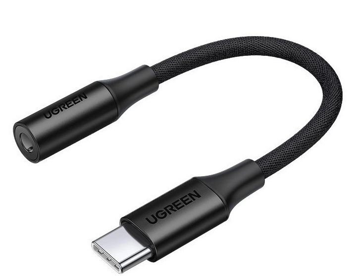 Adapter Audio Ugreen TYP-C + minijack 3,5mm 10cm z oplotem - czarny (AV161)