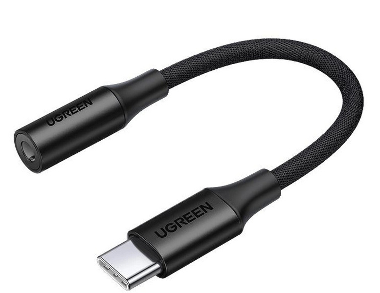 Zdjęcie produktu: Adapter Audio Ugreen TYP-C + minijack 3,5mm 10cm z oplotem - czarny (AV161)