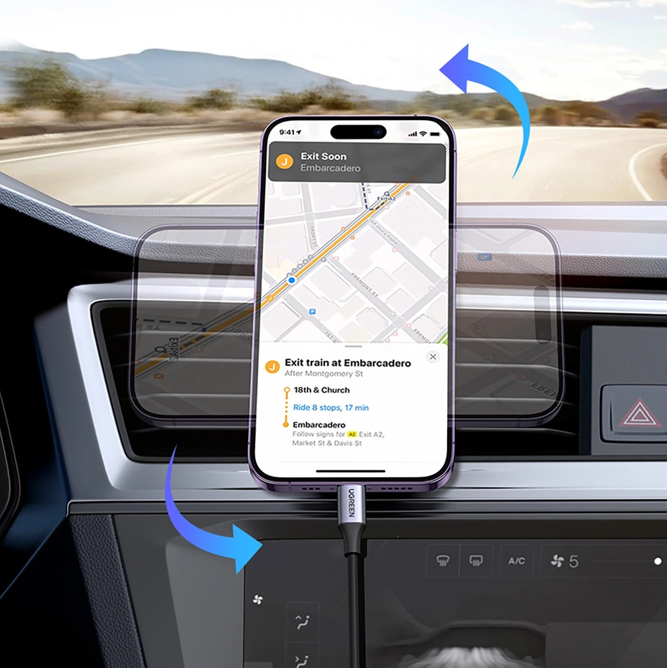 Samochodowy uchwyt magnetyczny do telefonu Ugreen LP428 do kratki nawiewu - czarny (15846)