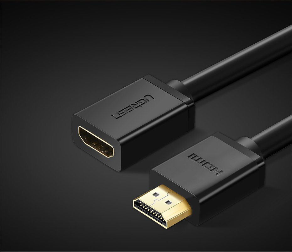 Kabel przedłużacz HDMI męski do HDMI żeński UGREEN HD107, FullHD, 3D, 3m (czarny) (10145)