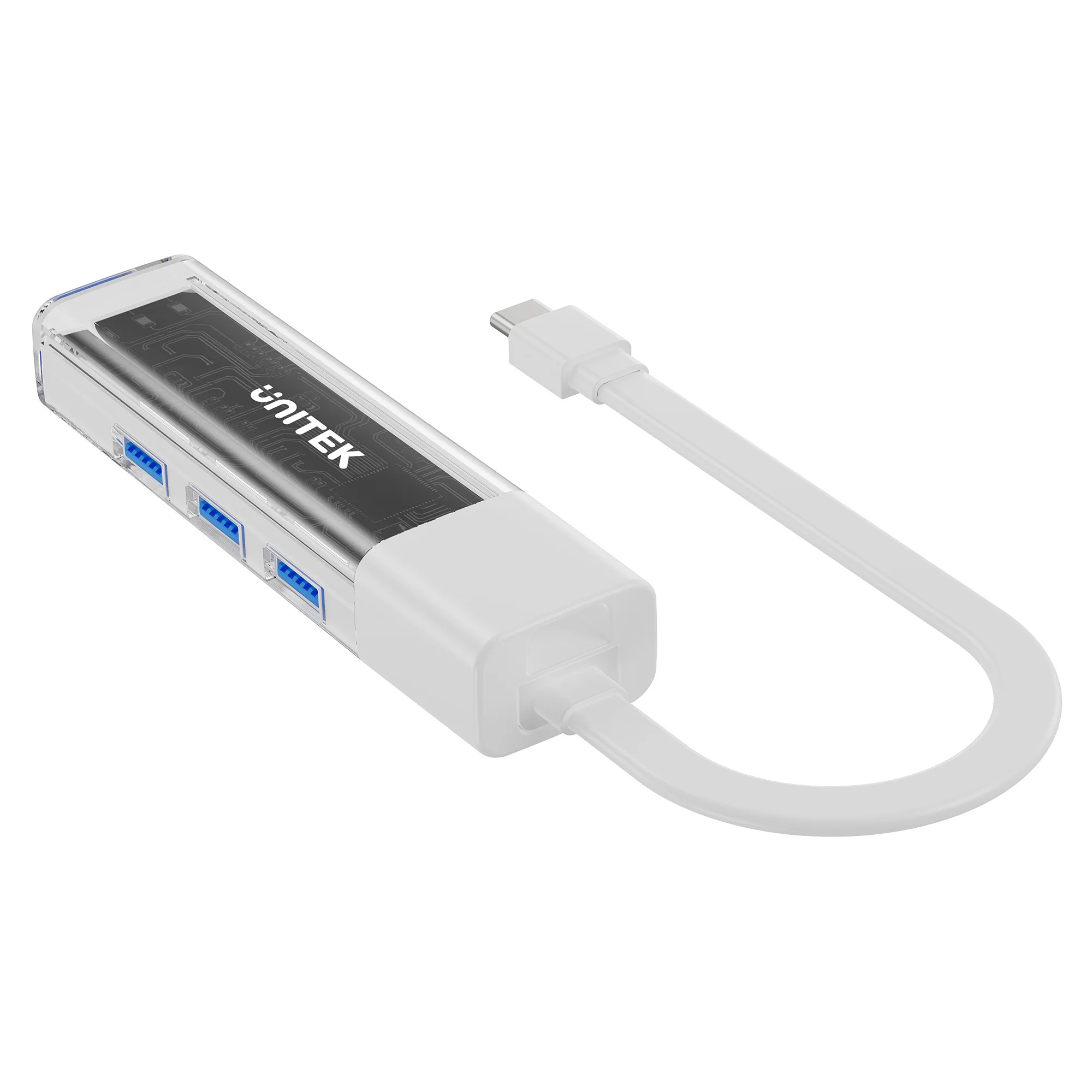 Hub dwukierunkowy USB C/USB A 5Gbps, 4x USB A Unitek biały