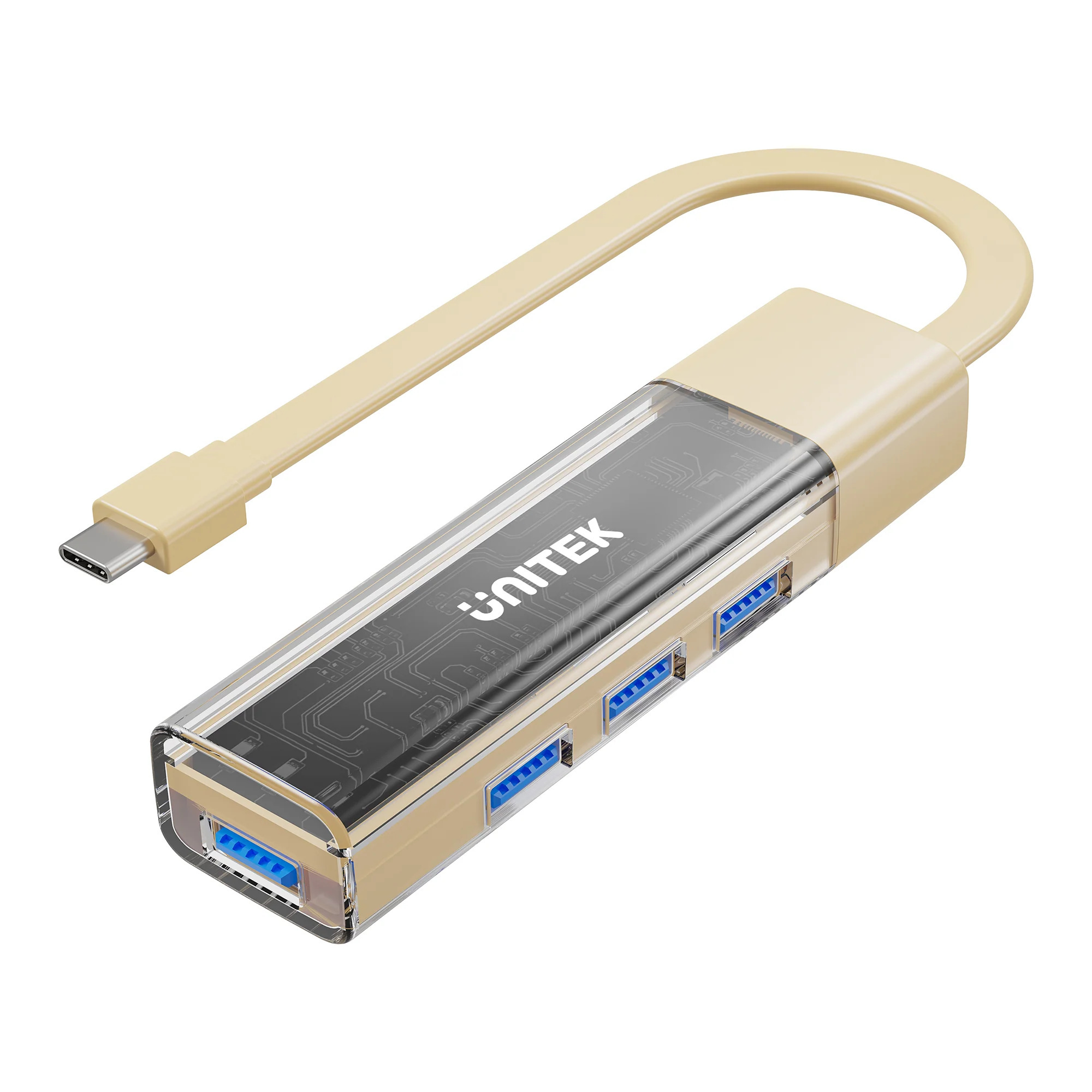Hub dwukierunkowy USB C/USB A 5Gbps 4x USB A Unitek kremowy