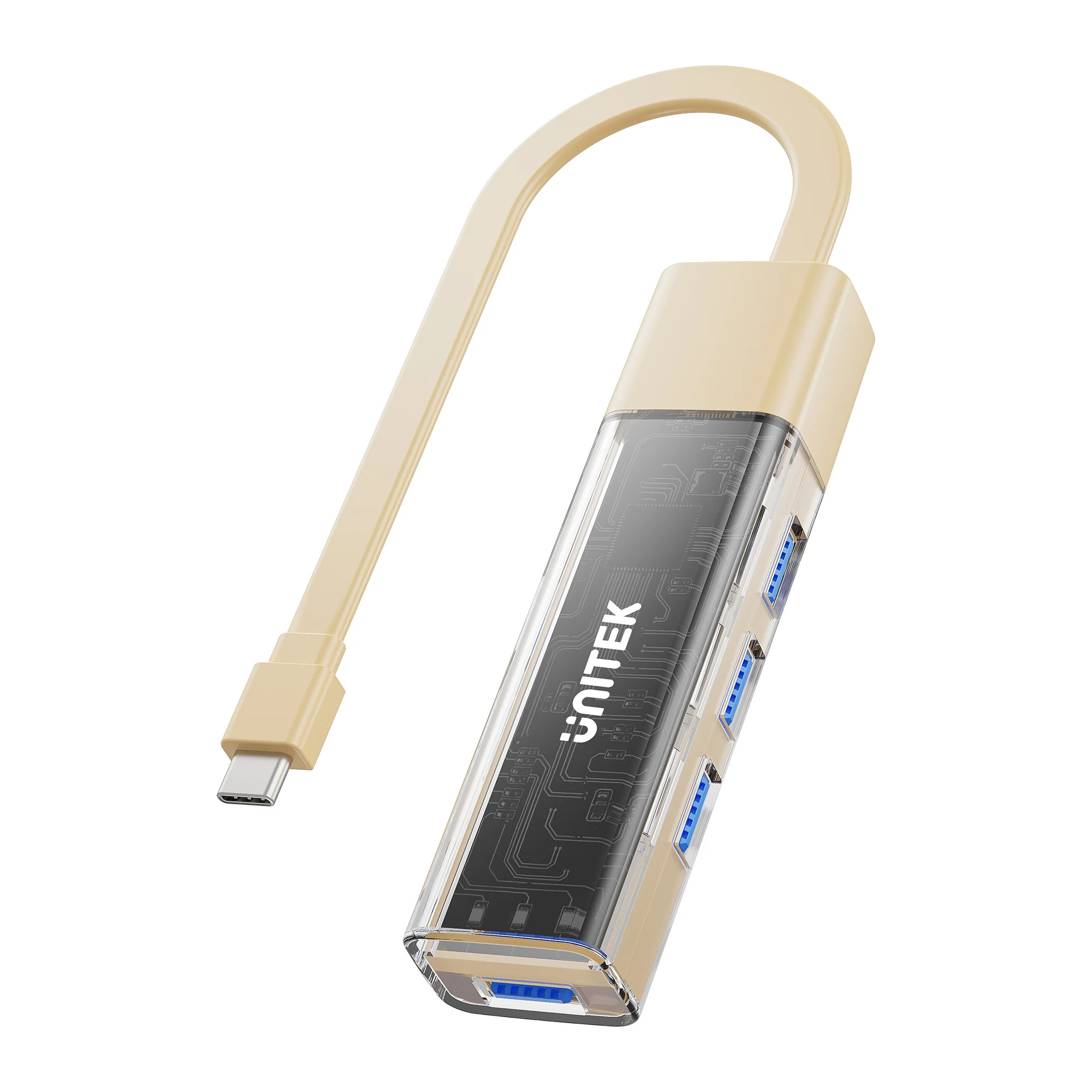 Hub dwukierunkowy USB C/USB A 5Gbps 4x USB A Unitek kremowy