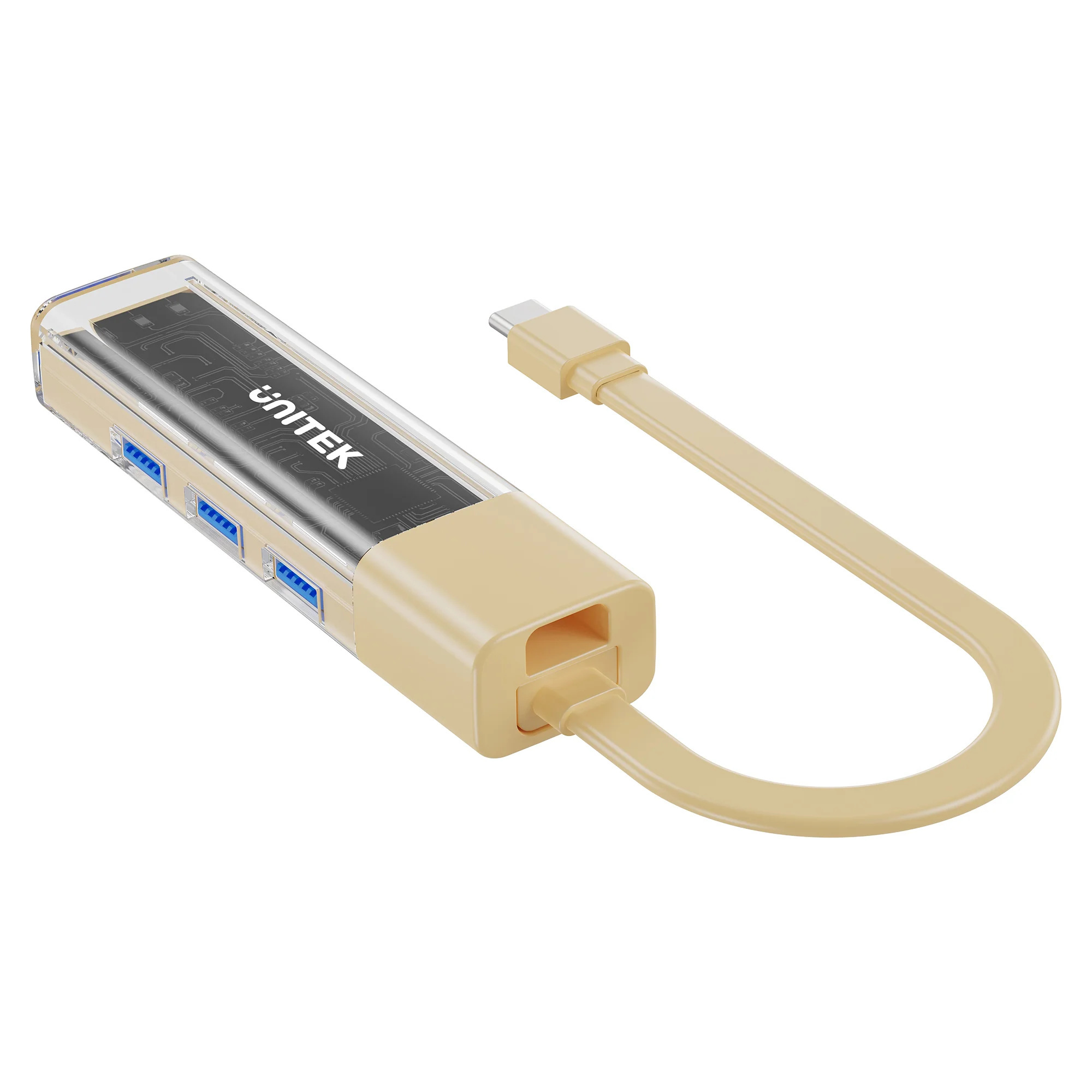 Hub dwukierunkowy USB C/USB A 5Gbps 4x USB A Unitek kremowy