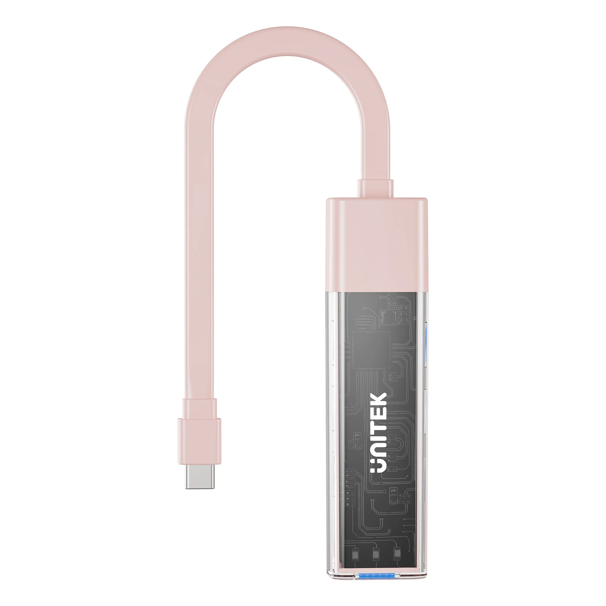 Hub dwukierunkowy USB C/USB A 5Gbps, 4x USB A Unitek różowy