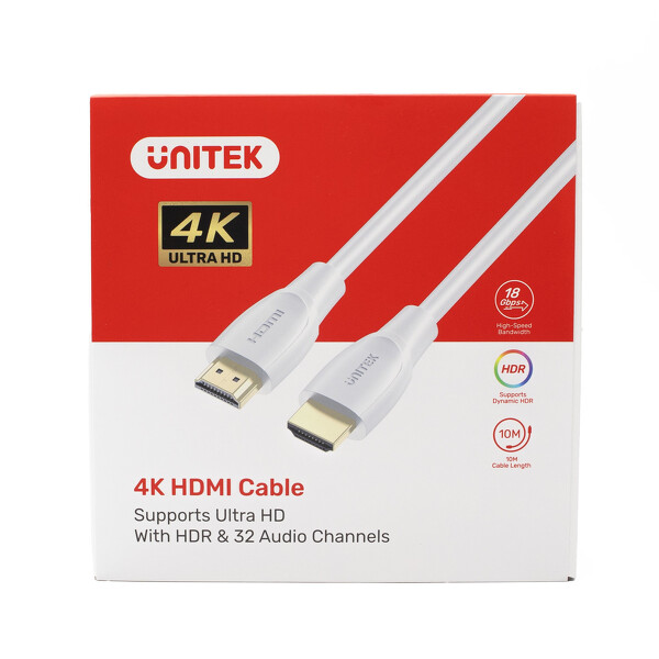 Zdjęcie produktu: Kabel HDMI 2.0 Unitek 4K 10m - biały (C11090AWH01-10M)