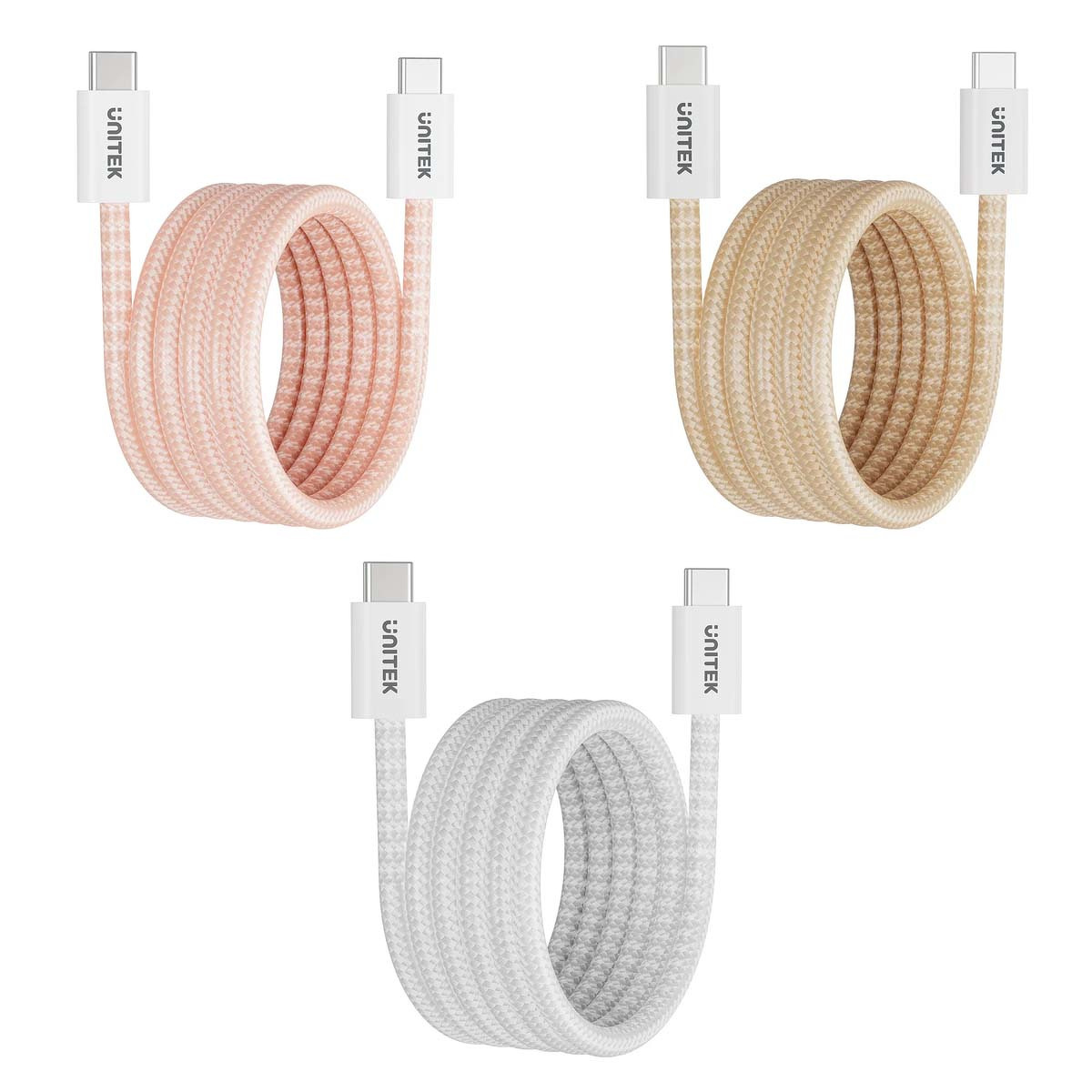 Kabel w oplocie zwijany magnetycznie USB C PD 100W 1m - beżowy (C14141ACL01-1M)