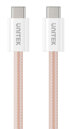 Miniatura produktu: Kabel w oplocie zwijany magnetycznie Unitek USB C PD 100W 1m - różowy (C14141APK01-1M)