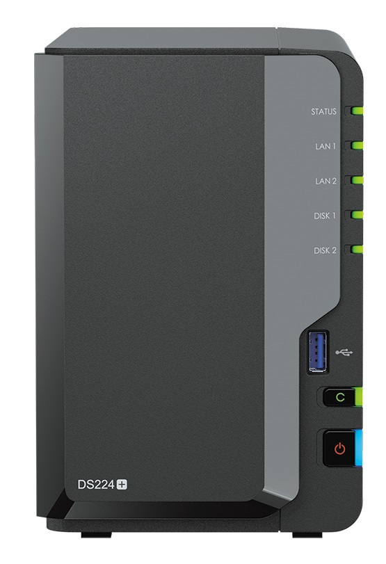 Serwer plików Synology DS224+ 2-bay, Intel Celeron J4125 4-core 2.0 GHz, 18G DDR4 RAM(ZAM), 2xGbE LAN, 2xUSB 3.2.1