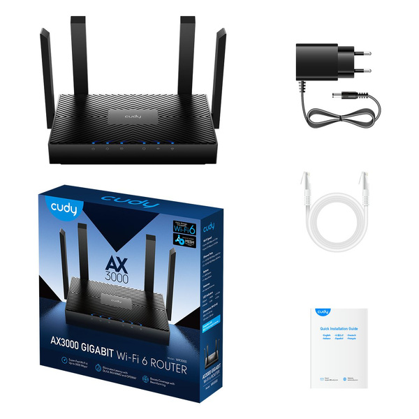 Zdjęcie produktu: Router CUDY WR3000 |  Wi-Fi 6, 2,4GHz/5GHz (DualBand), Wi-Fi Mesh, Gigabit
