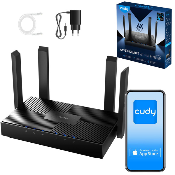 Zdjęcie produktu: Router CUDY WR3000 |  Wi-Fi 6, 2,4GHz/5GHz (DualBand), Wi-Fi Mesh, Gigabit