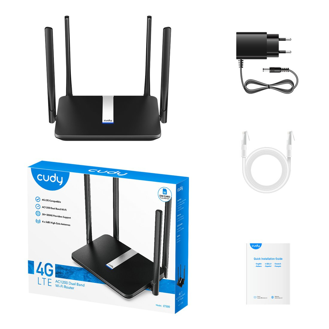 Router na karte SIM CUDY LT500_EU | Wi-Fi 5, 4G LTE, MESH