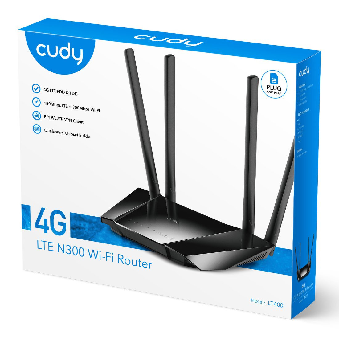 Router na karte SIM CUDY LT400_EU | Wi-Fi 4 4G LTE