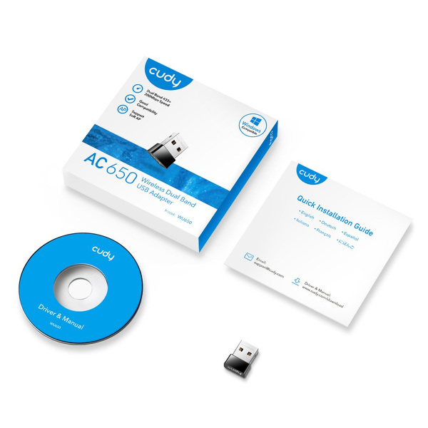 Zdjęcie produktu: Karta sieciowa adapter CUDY WU650 | Wi-Fi, 2,4GHz/5GHz, USB Zdjęcie produktu: Karta sieciowa adapter CUDY WU650 | Wi-Fi, 2,4GHz/5GHz, USB