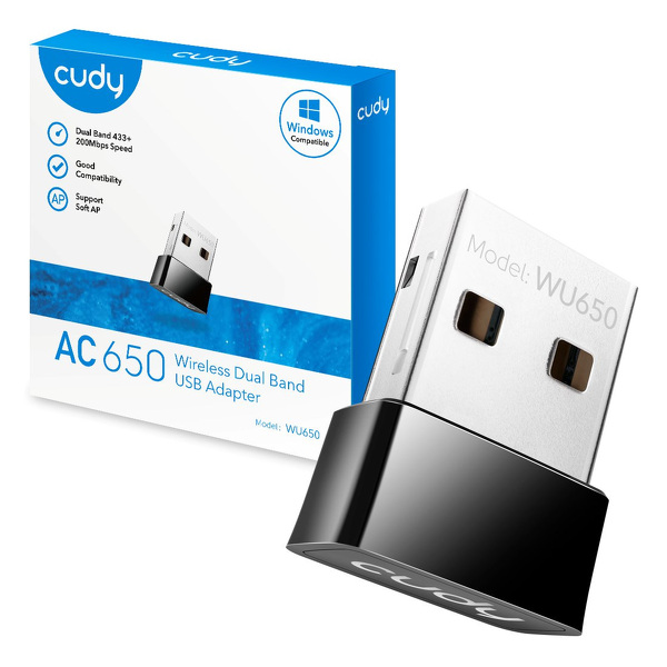Zdjęcie produktu: Karta sieciowa adapter CUDY WU650 | Wi-Fi, 2,4GHz/5GHz, USB Zdjęcie produktu: Karta sieciowa adapter CUDY WU650 | Wi-Fi, 2,4GHz/5GHz, USB