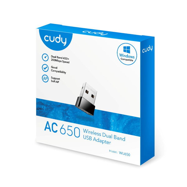 Zdjęcie produktu: Karta sieciowa adapter CUDY WU650 | Wi-Fi, 2,4GHz/5GHz, USB Zdjęcie produktu: Karta sieciowa adapter CUDY WU650 | Wi-Fi, 2,4GHz/5GHz, USB