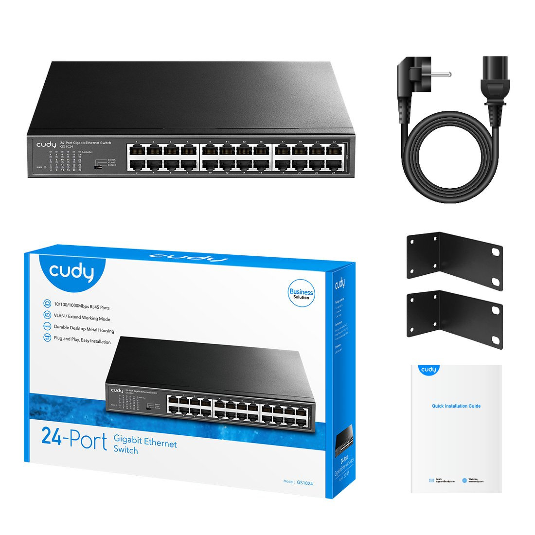 Przełącznik sieciowy switch CUDY GS1024 | 24-portowy, Gigabit, Metalowa obudowa
