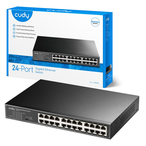 Zdjęcie produktu: Przełącznik sieciowy switch CUDY GS1024 | 24-portowy, Gigabit, Metalowa obudowa