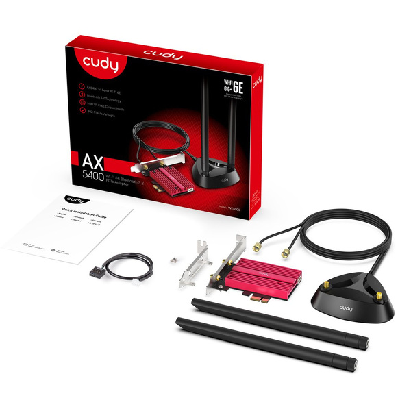 Zdjęcie produktu: Karta sieciowa adapter CUDY WE4000 | Wi-Fi 6E, 2,4GHz/5GHz, PCI Express