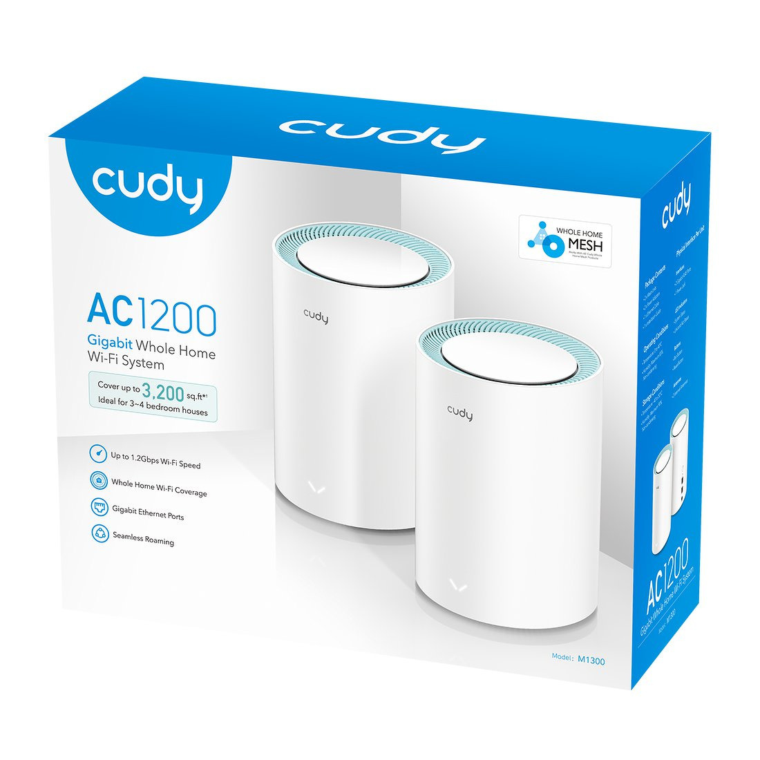 Mesh CUDY M1300(2-PACK) | WiFi 5, 2,4GHz/5GHz, Gigabit