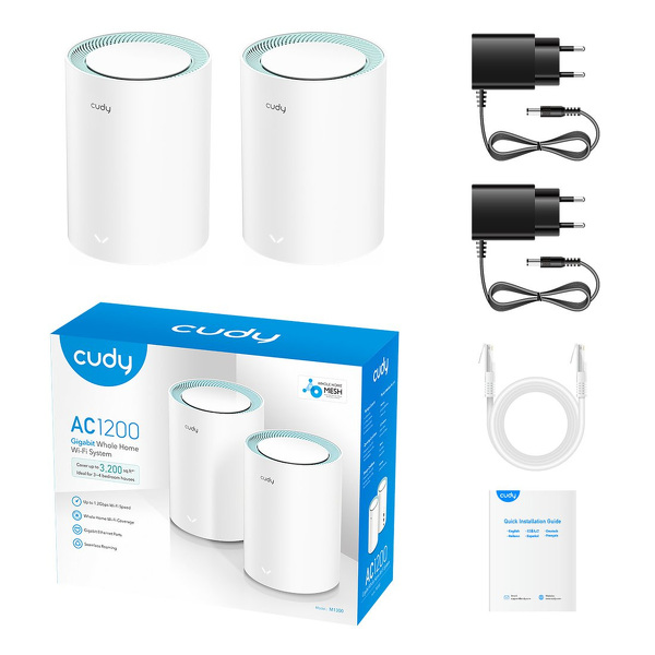 Zdjęcie produktu: Mesh CUDY M1300(2-PACK) | WiFi 5, 2,4GHz/5GHz, Gigabit