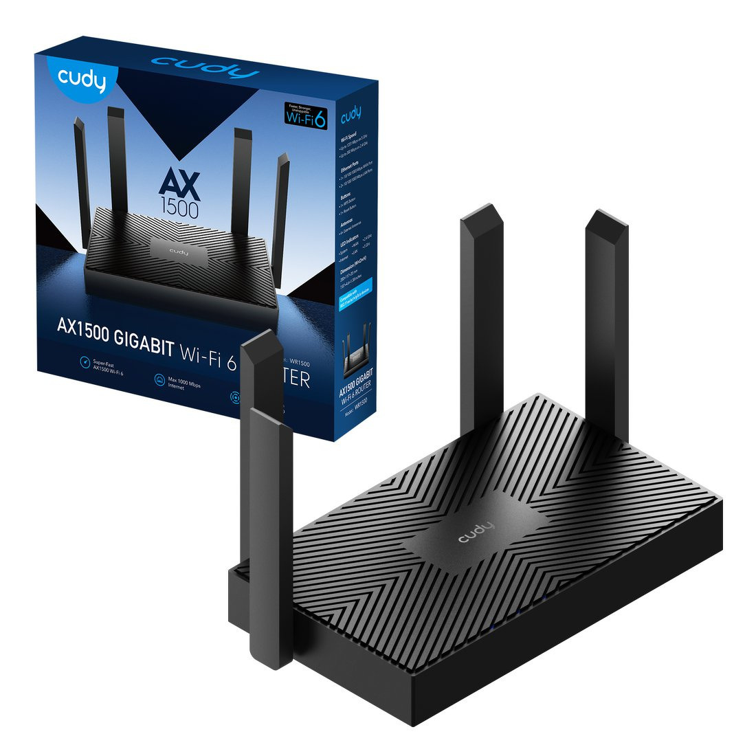 Router CUDY WR1500 | Wi-Fi 6, 2,4GHz/5GHz, Gigabit, MESH