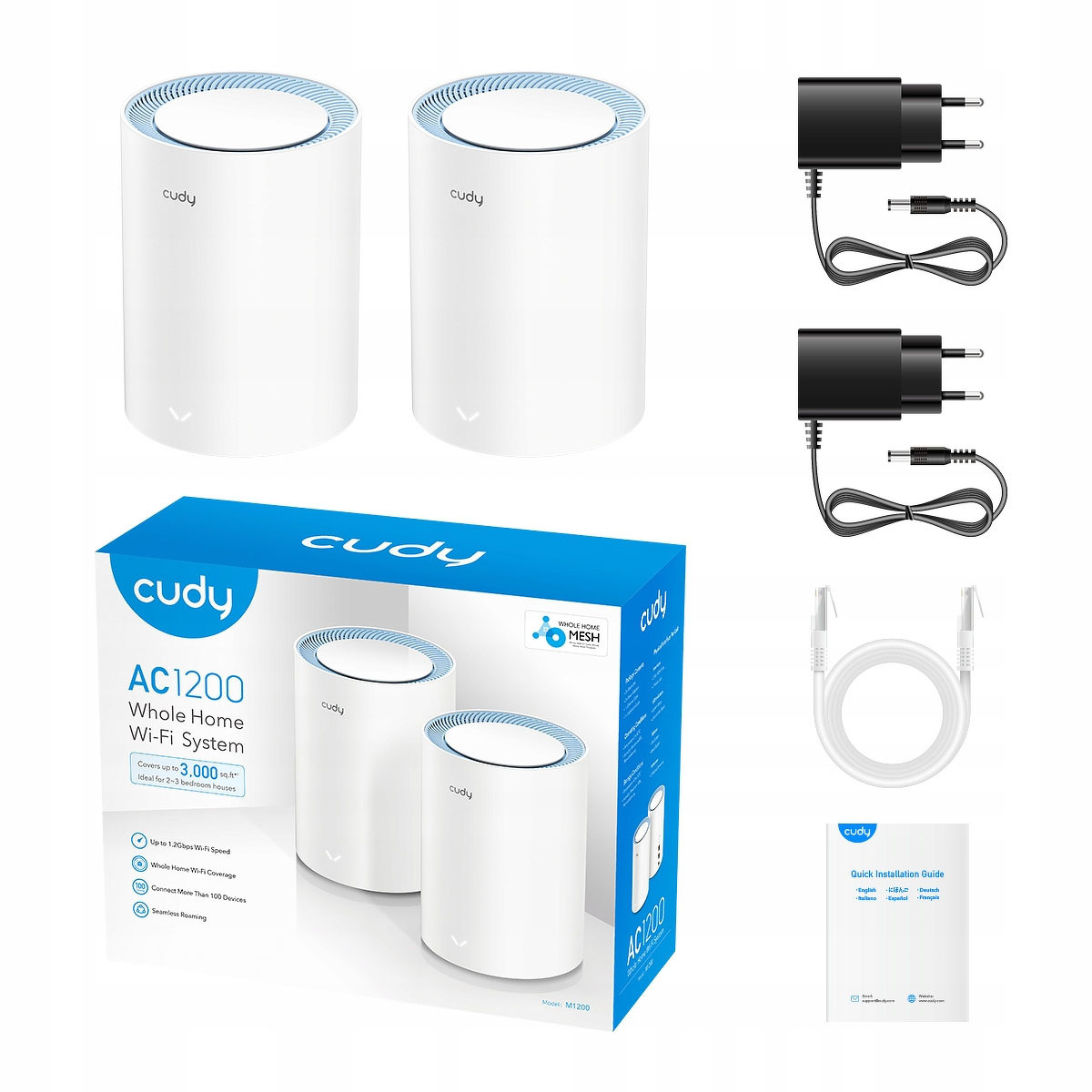 Mesh CUDY M1200(2-PACK) | WiFi 5, 2,4GHz/5GHz Mesh CUDY M1200(2-PACK) | WiFi 5, 2,4GHz/5GHz