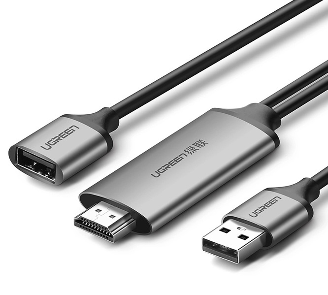 Zdjęcie produktu: Adapter Ugreen CM151 USB-A (żeński) - HDMI z portem zasilania USB-A (męski) 1.5m - szary (50291)