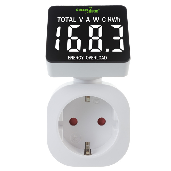 Zdjęcie produktu: Miernik energii GreenBlue, watomierz, 16A, max. 3680W, podtrz.pamięci, GB620 F