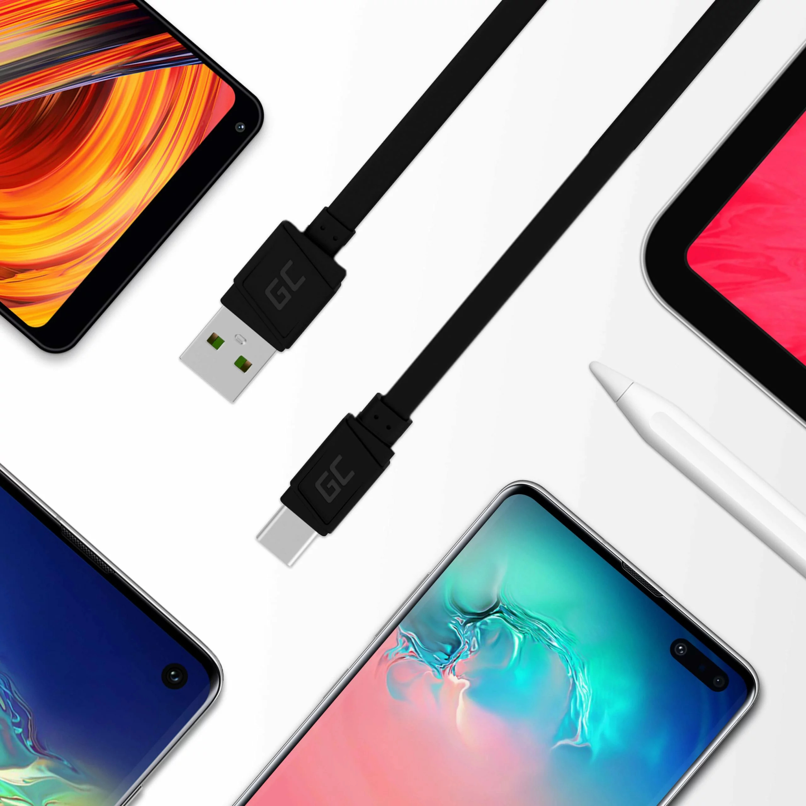 Kabel Greencell GCmatte USB - USB-C 25cm, szybkie ładowanie Ultra Charge, QC 3.0