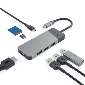 Miniatura produktu: Greencell Adapter HUB GC Connect 7w1 (3xUSB-A 3.1 HDMI 4K 60Hz USB-C PD 85W) do Apple MacBook M1 / M2, Lenovo X1, Asus ZenBook, Dell XPS