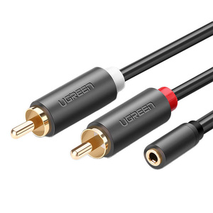 Miniatura produktu: Kabel audio mini jack 3,5mm (żeński) - 2RCA (męski) Ugreen AV102 - 0,25m (10561)