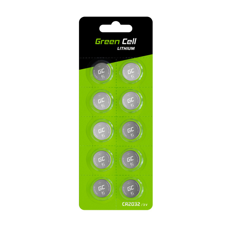 Green Cell Blister 10x Bateria Litowa CR2032 3V 220mAh Guzikowa Pastylkowa