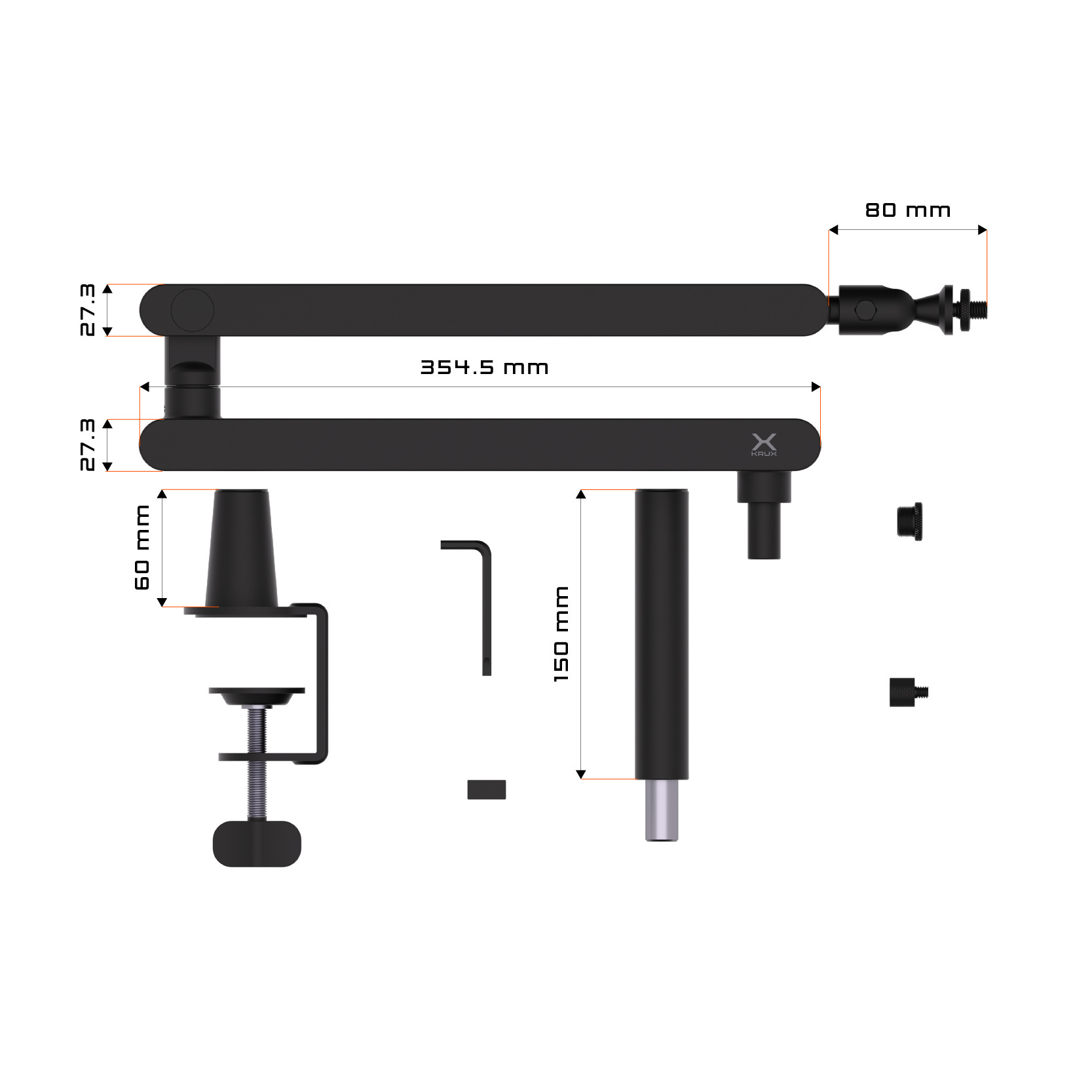 Ramię mikrofonu Krux Arm 400 czarny (KRXH006)