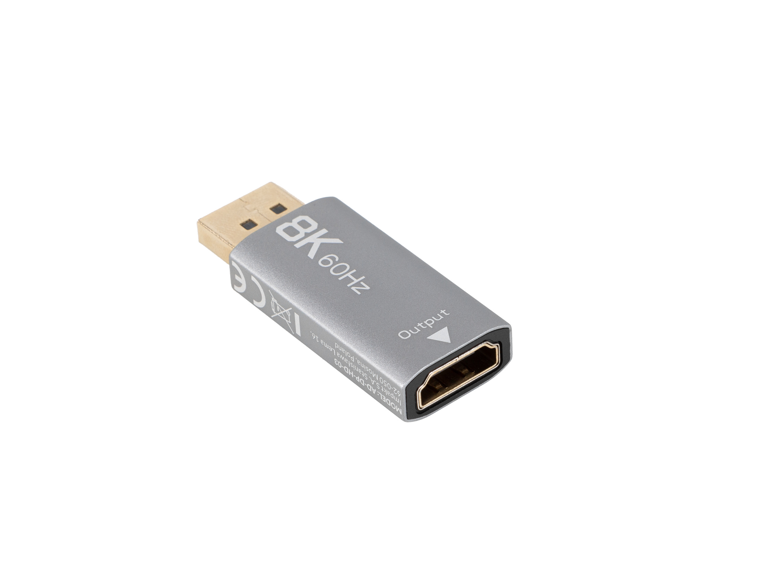 Adapter Displayport [M] 1.4 do HDMI [F] 2.1 8K@60Hz Lanberg - srebrny (AD-DP-HD-03)