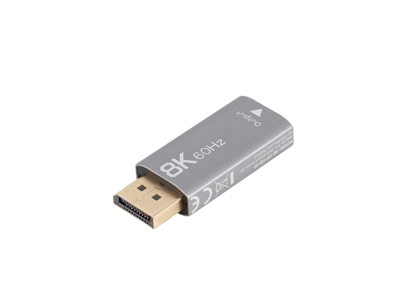 Zdjęcie produktu: Adapter Displayport [M] 1.4 do HDMI [F] 2.1 8K@60Hz Lanberg - srebrny (AD-DP-HD-03)
