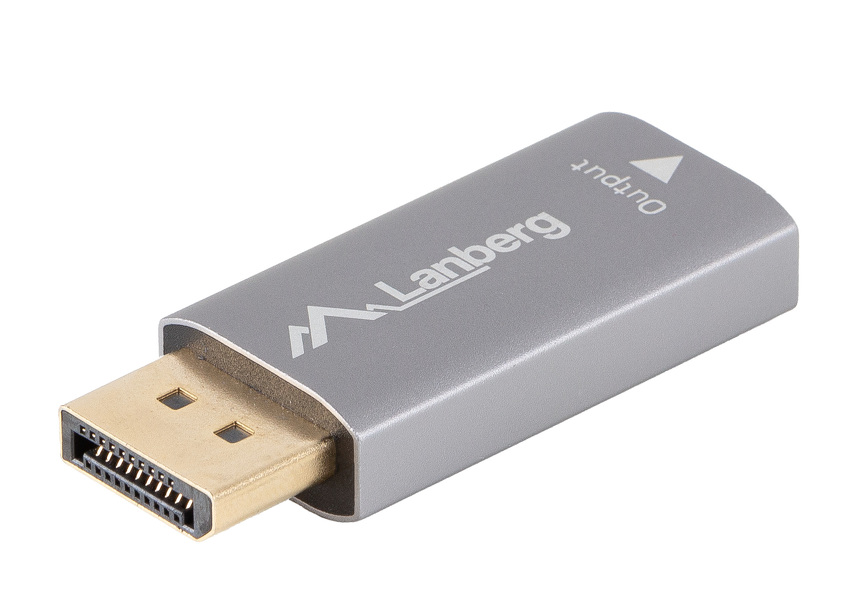 Zdjęcie produktu: Adapter Displayport [M] 1.2 do HDMI [F] 2.0 4K@60Hz Lanberg - srebrny (AD-DP-HD-01)