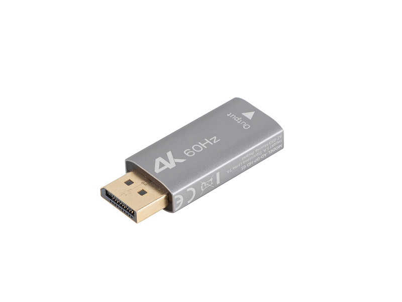 Zdjęcie produktu: Adapter Displayport [M] 1.2 do HDMI [F] 2.0 4K@60Hz Lanberg - srebrny (AD-DP-HD-01)