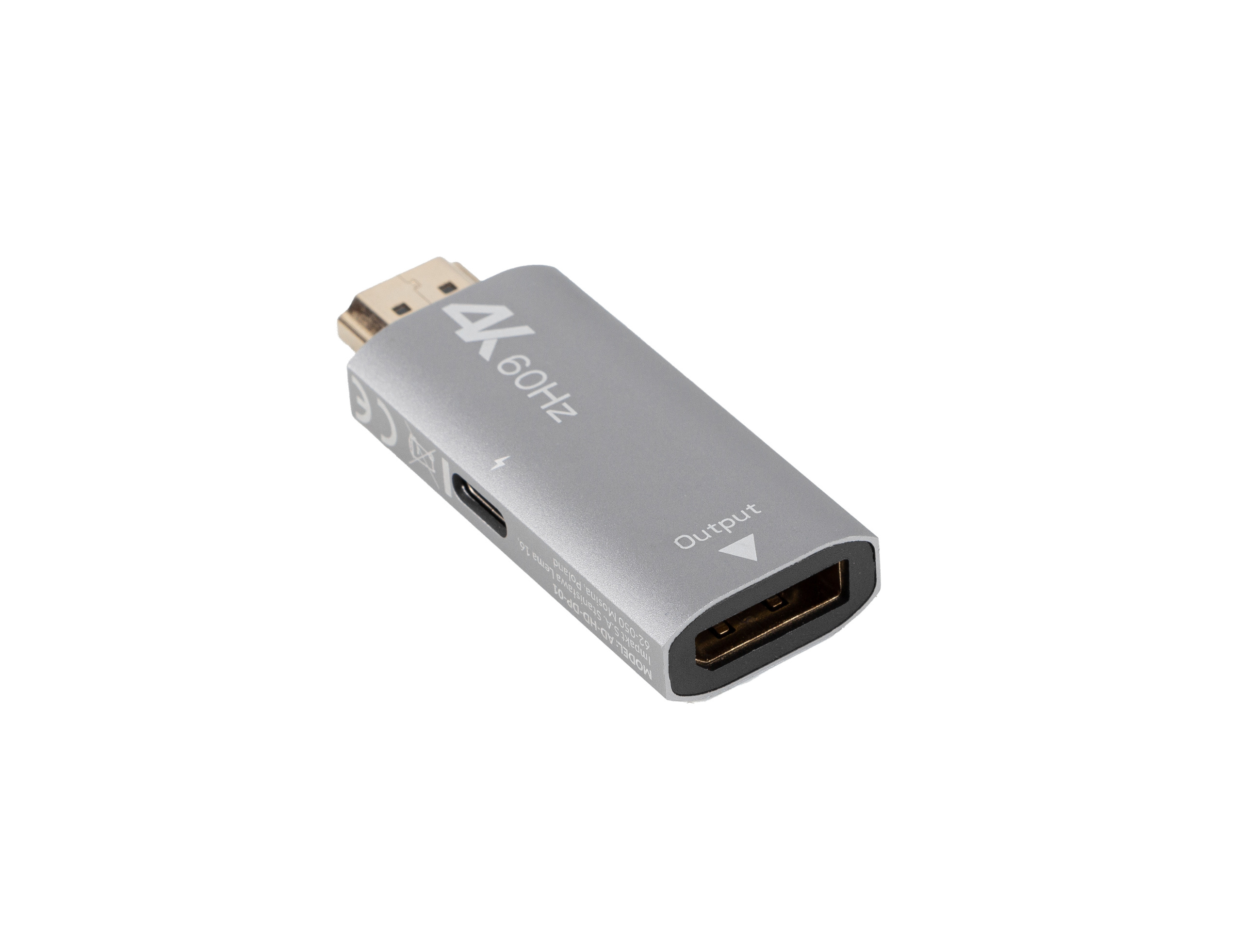 Adapter HDMI [M] 2.0 do Displayport [F] 1.2 4K@60Hz Lanberg - srebrny (AD-HD-DP-01)
