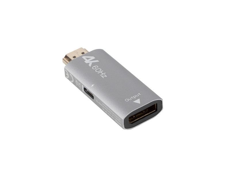 Zdjęcie produktu: Adapter HDMI [M] 2.0 do Displayport [F] 1.2 4K@60Hz Lanberg - srebrny (AD-HD-DP-01)